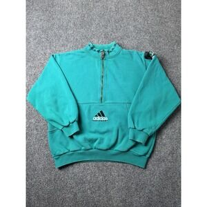 Mens Sweatshirt Adidas Equipment Green Quarter Zip Pullover, Size M